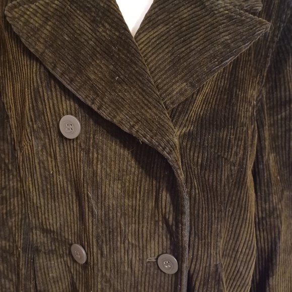 Express Double Breasted Corduroy Chocolate Brown Soft Power Jacket Blazer Coat L - Picture 3 of 8